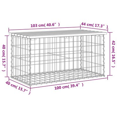 vidaXL gabioonpink, 103 x 44 x 42 cm, immutatud männipuit