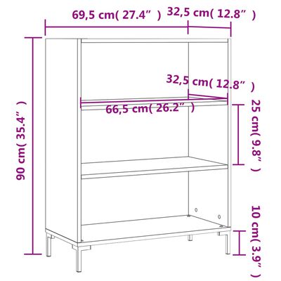 vidaXL raamaturiiul, Sonoma tamm, 69,5 x 32,5 x 90 cm, tehispuit