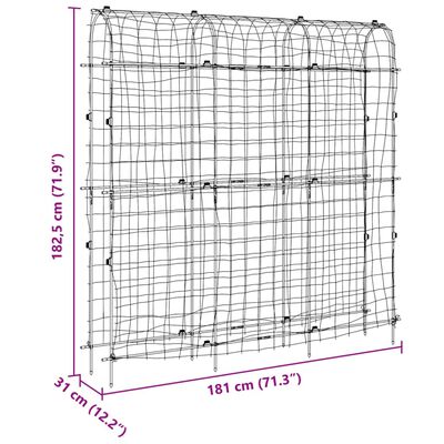 vidaXL aiavõre ronitaimedele, U-kuju, 181 x 31 x 182,5 cm, teras