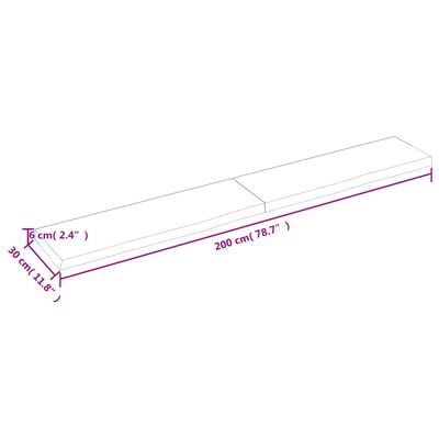 vidaXL seinariiul, helepruun, 200x30x(2-6) cm, töödeldud tammepuit