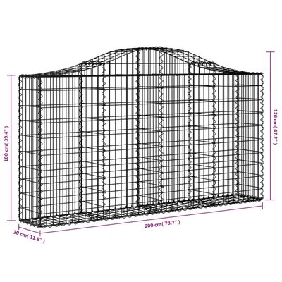 vidaXL kaarekujulised gabioonkorvid 7 tk, 200x30x100/120 cm, raud