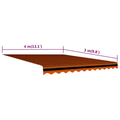 vidaXL varikatuse riie, oranž ja pruun, 400 x 300 cm