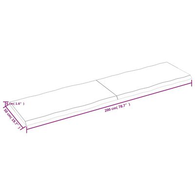 vidaXL lauaplaat, helepruun, 200 x 50 x (2–4) cm, töödeldud täispuit