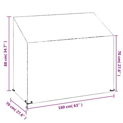 vidaXL aiakiige kate, 8 aasaga, 160x70x70/88 cm, polüetüleen