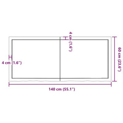 vidaXL vannitoa tasapind, tumepruun, 140x60x(2-4)cm töödeldud täispuit