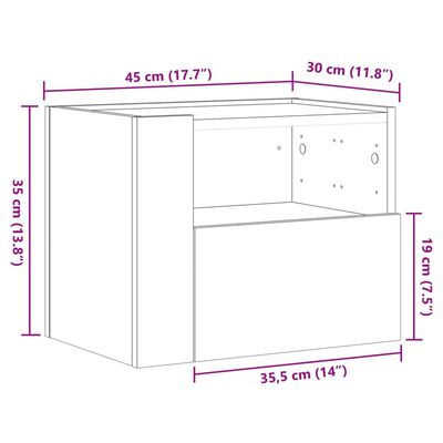 vidaXL seinale kinnitatavad öökapid 2 tk, pruun tamm, 45x30x35 cm