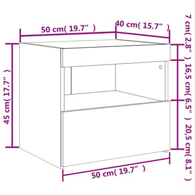 vidaXL öökapid LED-tuledega 2 tk, valge, 50 x 40 x 45 cm