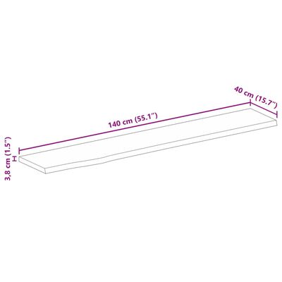 vidaXL lauaplaat, naturaalse servaga, 140 x 40 x 3,8 cm, mangopuit