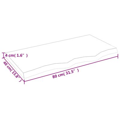 vidaXL seinariiul, helepruun, 80 x 40 x (2-4) cm, töödeldud tammepui