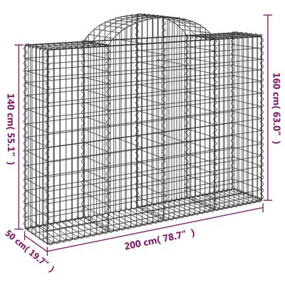 vidaXL kaarekujulised gabioonkorvid 11 tk, 200x50x140/160 cm, raud