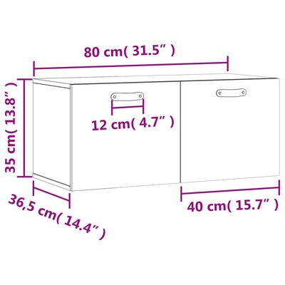 vidaXL seinakapp, Sonoma tamm, 680 x 36,5 x 35 cm, tehispuit