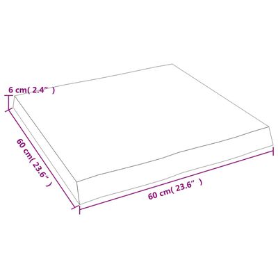 vidaXL lauaplaat, 60 x 60 x (2-6) cm, täispuit, naturaalsed servad