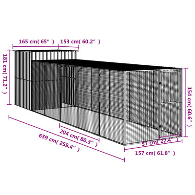 vidaXL kanapuur aedikuga, helehall, 165x659x181 cm, tsingitud teras