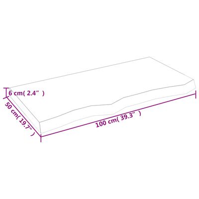 vidaXL lauaplaat, tumepruun, 100x50x(2-6) cm, töödeldud tammepuit