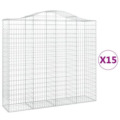 vidaXL kaarekujulised gabioonkorvid 15 tk, 200x50x180/200 cm, raud