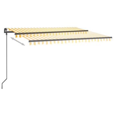 vidaXL automaatne varikatus, LED, tuuleandur, 4x3 m, kollane ja valge