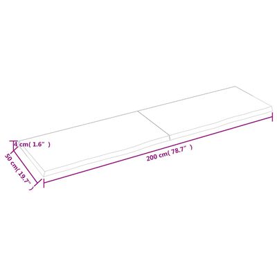 vidaXL seinariiul, tumepruun, 200x50x(2-4) cm, töödeldud tammepuit