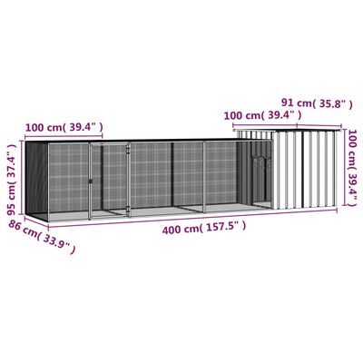 vidaXL kanapuur, antratsiithall, 400x91x100 cm, tsingitud teras