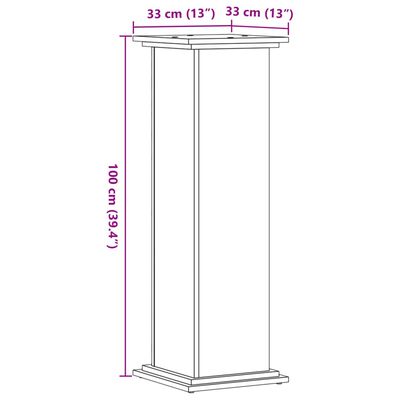 vidaXL taimealus, betoonhall, 33 x 33 x 100 cm, tehispuit