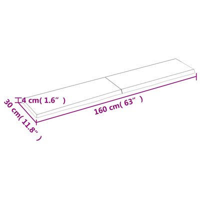 vidaXL vannitoa töötasapind, 160x30x(2-4) cm, töötlemata täispuit