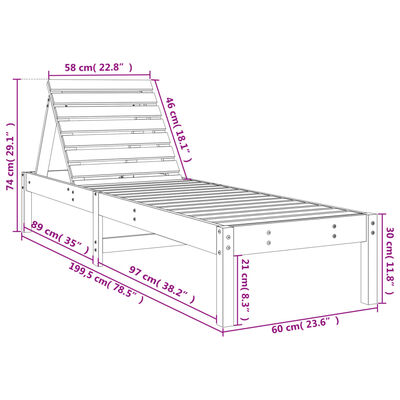 vidaXL lamamistoolid 2 tk, valge, 199,5x60x74 cm männipuit