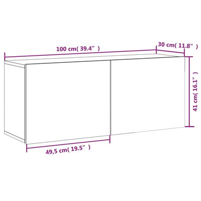 vidaXL seinale kinnitatav telerikapp, betoonhall, 100 x 30 x 41 cm