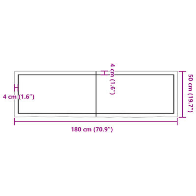 vidaXL vannitoa tasapind, tumepruun, 180x50x(2-4)cm töödeldud täispuit