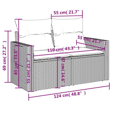 vidaXL 5-osaline aiadiivanikomplekt patjadega, must, polürotang