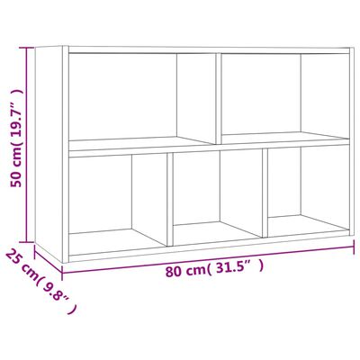 vidaXL raamatukapp/puhvetkapp, suitsutamm, 50 x 25 x 80 cm, tehispuit