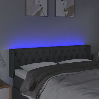 vidaXL LED-voodipeats, tumehall, 163x16x78/88 cm, kangas