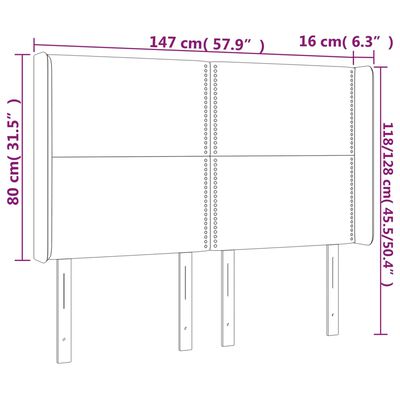 vidaXL LED-voodipeats, helehall, 147x16x118/128 cm, kangas