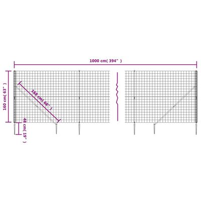 vidaXL traataed vaiadega, antratsiithall, 1,6x10 m