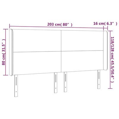 vidaXL LED-voodipeats, sinine, 203x16x118/128 cm, kangas