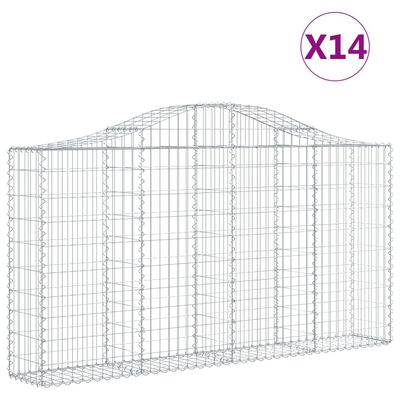 vidaXL kaarekujulised gabioonkorvid 14 tk, 200x30x100/120 cm, raud