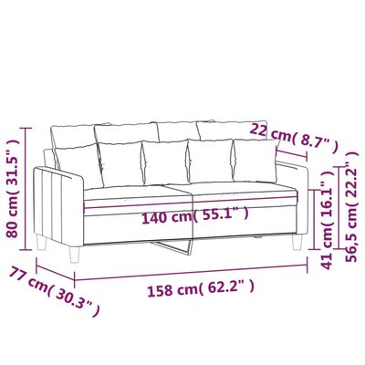 vidaXL 2-kohaline diivan, pruun, 140 cm, samet