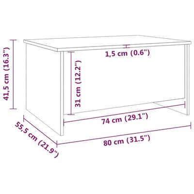 vidaXL kohvilaud, suitsutatud tamm, 80 x 55,5 x 41,5 cm, tehispuit