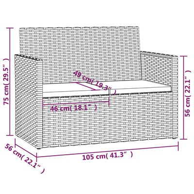 vidaXL aiapink patjadega, must, 105 cm, polürotang