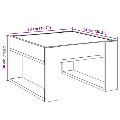 vidaXL kohvilaud LED-tuledega, hall Sonoma tamm, 50x53x30 cm