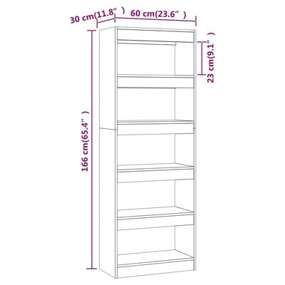 vidaXL raamatukapp, hall Sonoma tamm, 60x30x166 cm, tehispuit