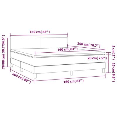 vidaXL kontinentaalvoodi madrats, LED, hall, 160x200 cm, kunstnahk