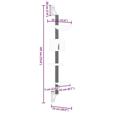 vidaXL seinale kinnitatav kassi kraapimispost, kreemjas, 187 cm