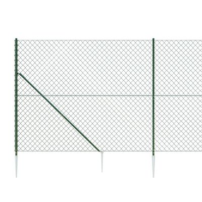 vidaXL võrkaed vaiadega, roheline, 1,6 x 25 m