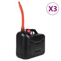 vidaXL kütusekanister painduva tilaga 3 tk, must, 20 l, plast