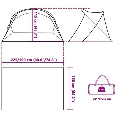 vidaXL pop-up rannatelk 2 inimesele, taevasinine, veekindel