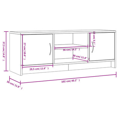 vidaXL telerikapp, valge, 102x30x37,5 cm, tehispuit