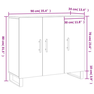 vidaXL puhvetkapp, pruun tamm, 90 x 34 x 80 cm, tehispuit