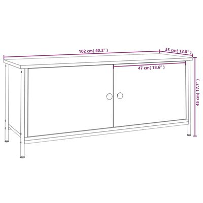 vidaXL ustega telerikapp, must, 102 x 35 x 45 cm, tehispuit