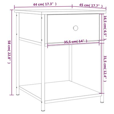 vidaXL öökapid 2 tk, hall Sonoma tamm, 44 x 45 x 58 cm, tehispuit