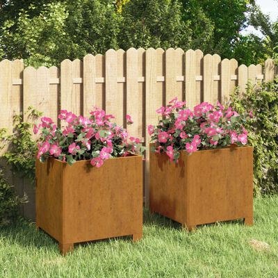 vidaXL jalgadega taimekastid, 2 tk, rooste, 32x30x33 cm, Corten teras