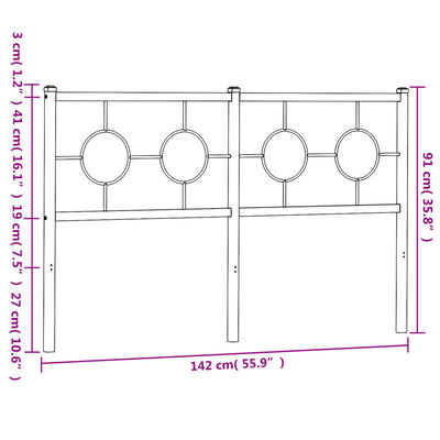 vidaXL metallist voodipeats, must, 135 cm